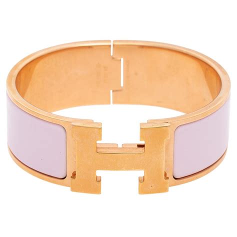 hermes clic clac pink rose gold|Hermes pink leather bracelet.